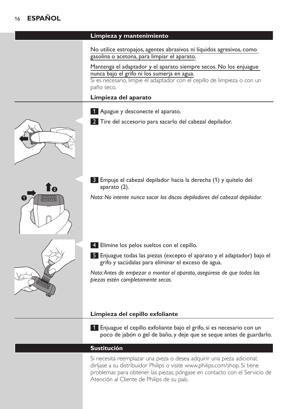 Philips SatinSoft Depiladora User Manual | Page 16 / 30