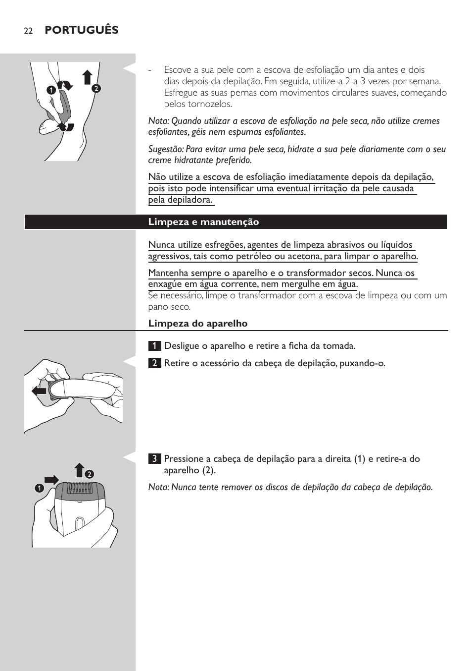 Philips SatinSoft Depiladora User Manual | Page 22 / 30