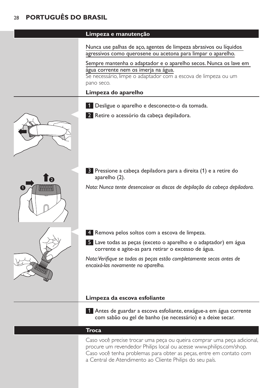 Philips SatinSoft Depiladora User Manual | Page 28 / 30