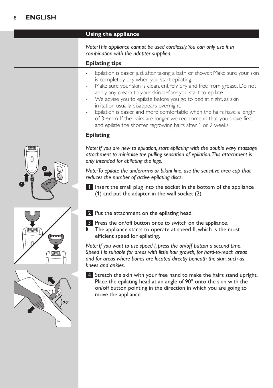 Philips SatinSoft Depiladora User Manual | Page 8 / 30