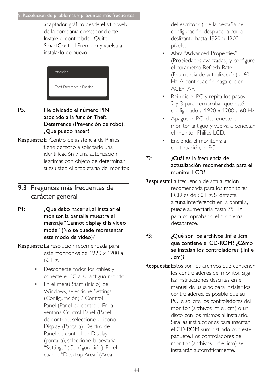 3 3uhjxqwdv piv iuhfxhqwhv gh fduifwhu jhqhudo | Philips 240B4 User Manual | Page 46 / 50