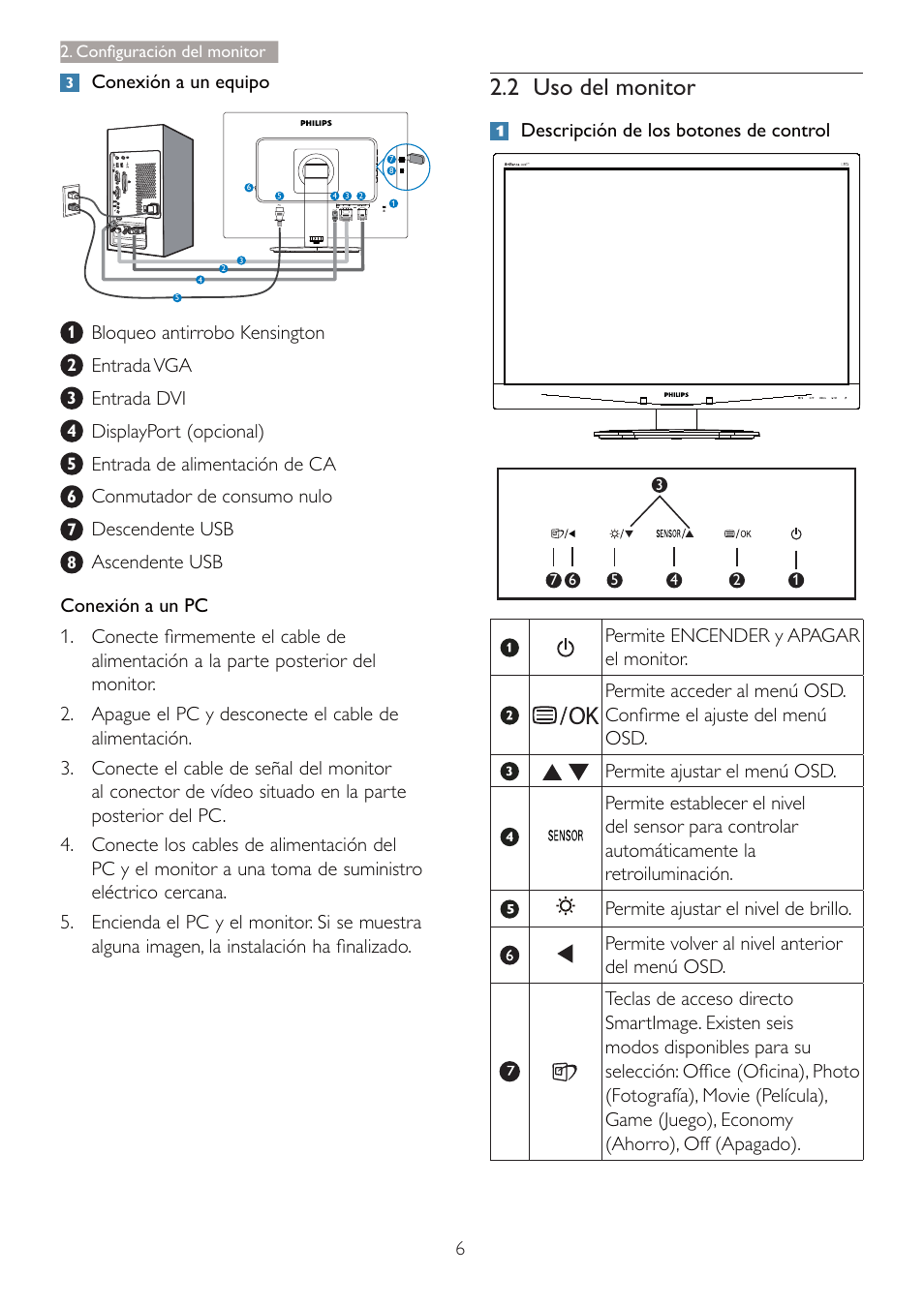 2 8vr gho prqlwru | Philips 240B4 User Manual | Page 8 / 50