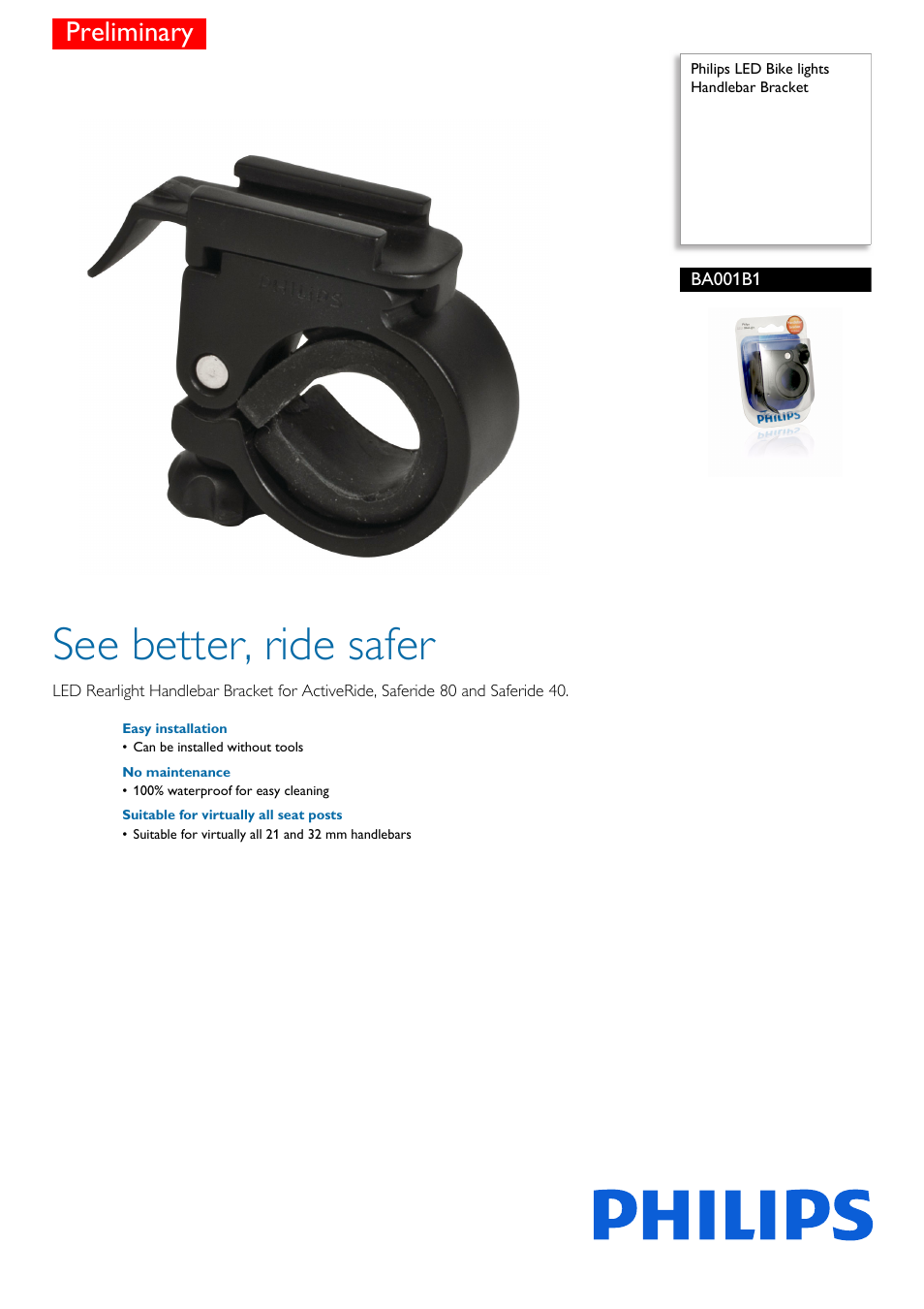 Philips LED Bike lights Abrazadera para manillar User Manual | 2 pages