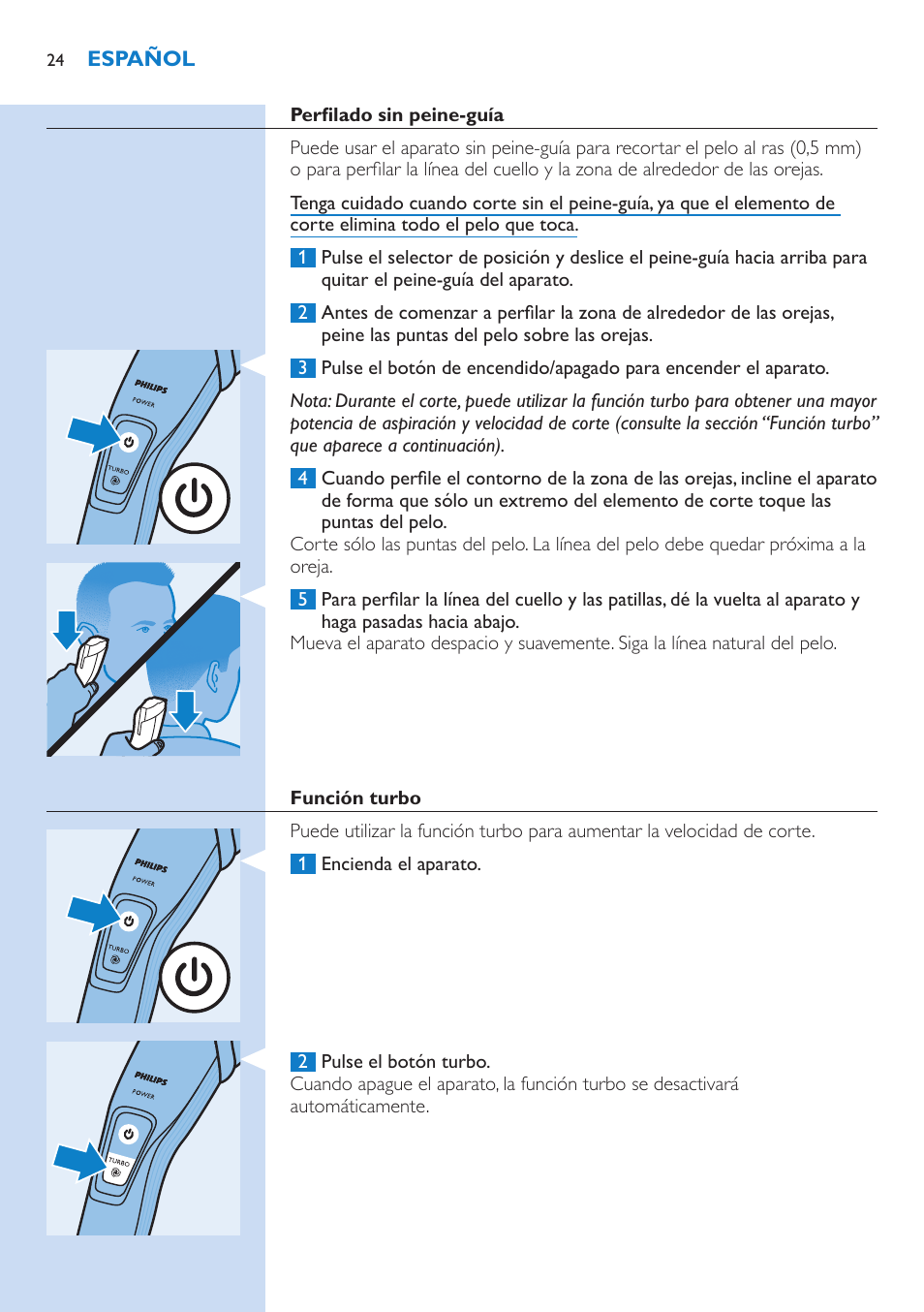 Philips HAIRCLIPPER Series 7000 cortapelos User Manual | Page 24 / 58