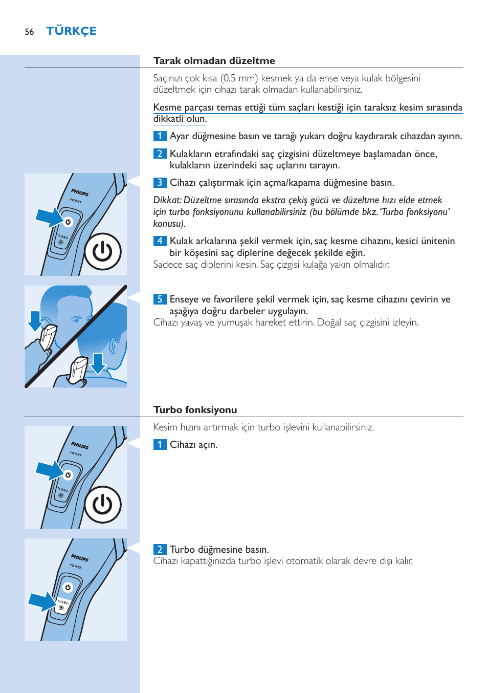 Philips HAIRCLIPPER Series 7000 cortapelos User Manual | Page 56 / 58