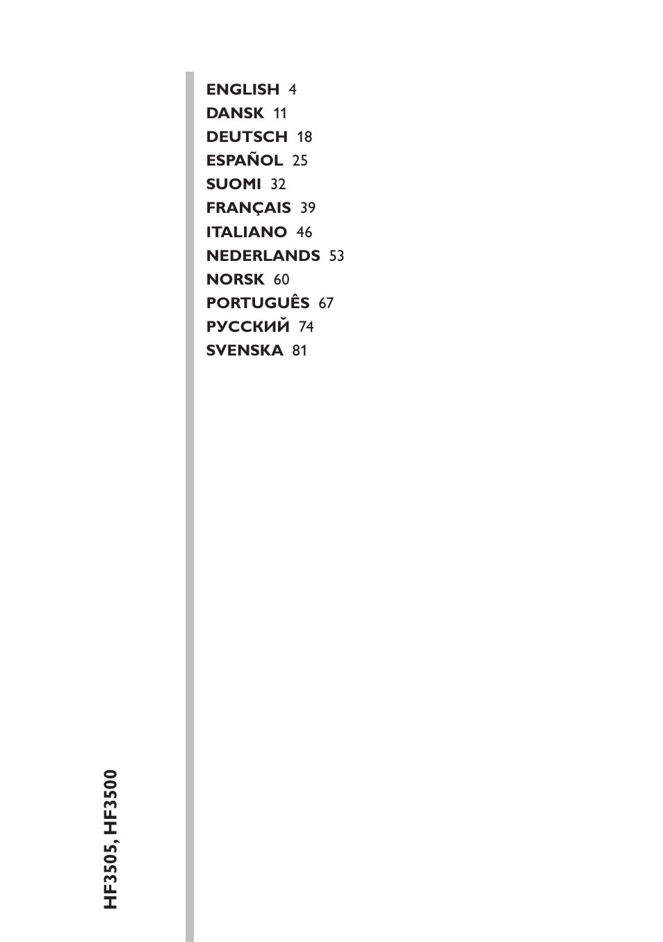 Table of content | Philips Wake-up Light User Manual | Page 3 / 88