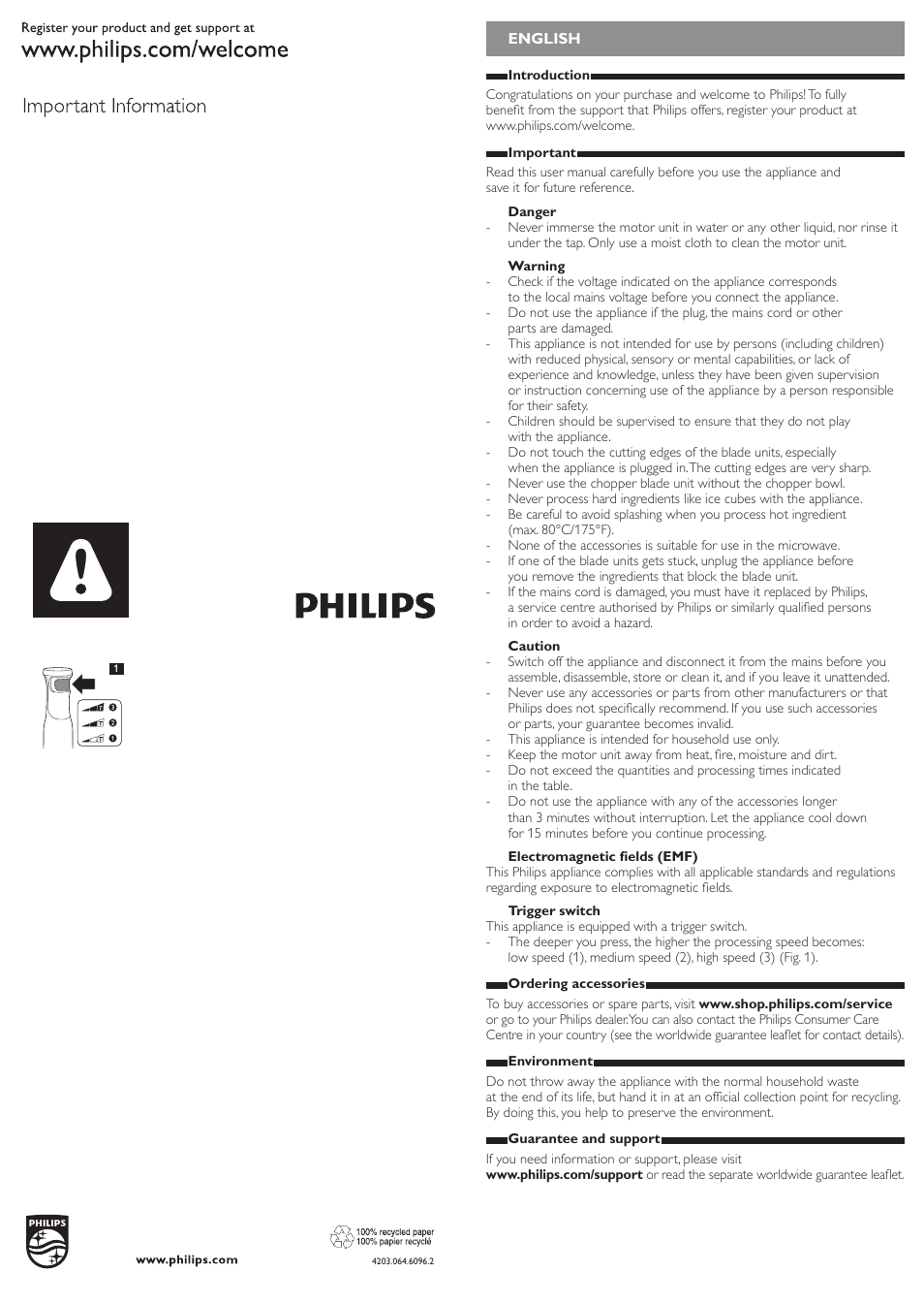 Philips Avance Collection Batidora de mano User Manual | 9 pages