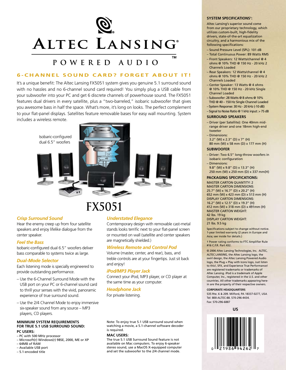 Fx5051 | Altec Lansing FX5051 User Manual | Page 2 / 2