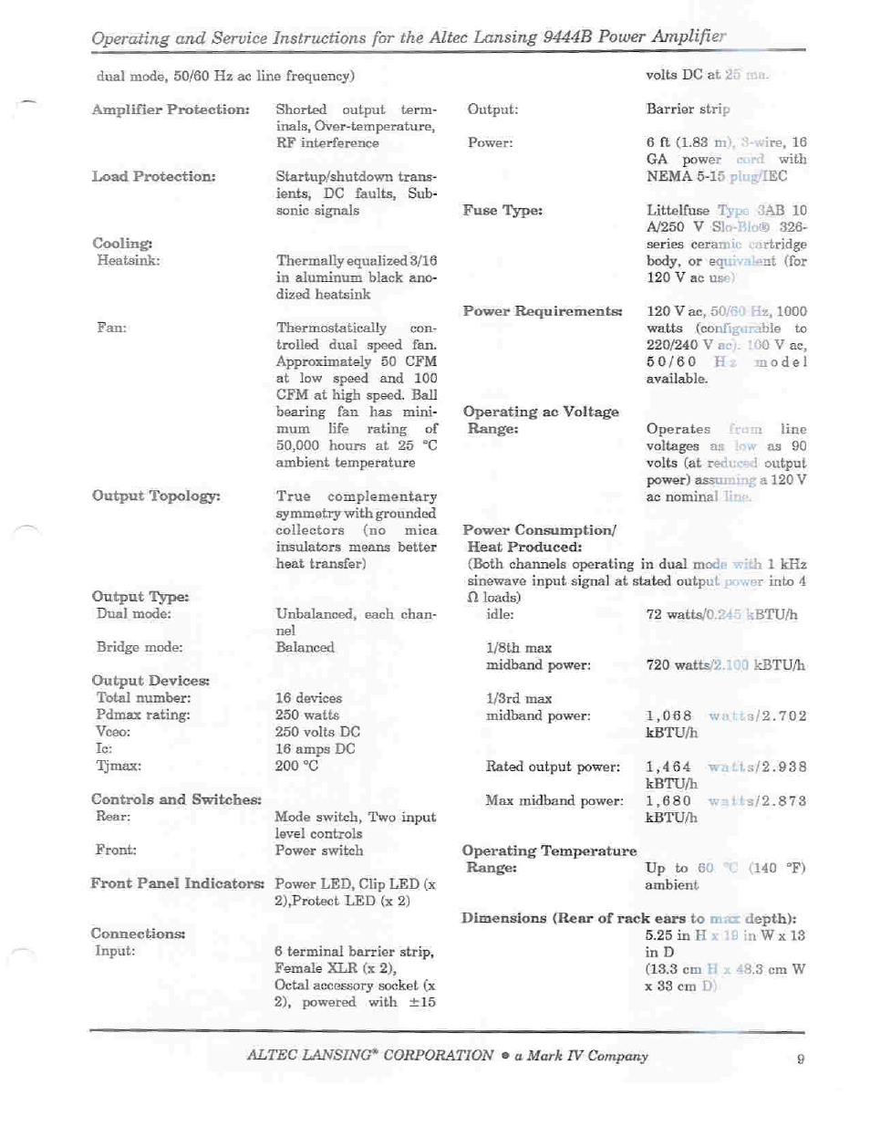 Altec Lansing 9444B User Manual | Page 11 / 12