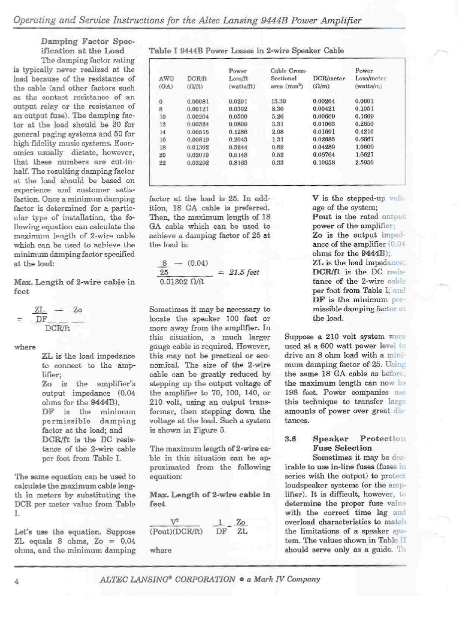 Dcr/ft, Pout)(dcr/ft) df zl | Altec Lansing 9444B User Manual | Page 6 / 12