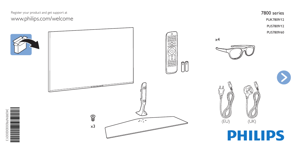 Philips 7800 series Televisor Smart LED 4K Ultra HD ultraplano User Manual | 12 pages
