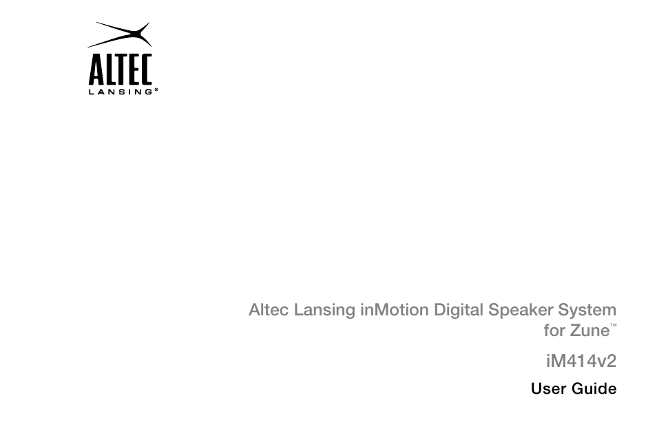 Altec Lansing inMotion IM414V2 User Manual | 8 pages