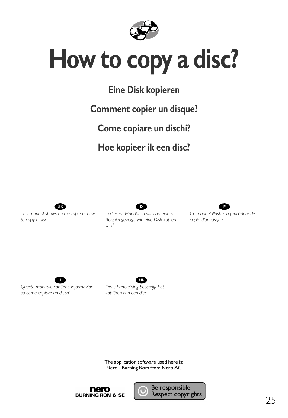 How to copy a disc | Philips How to for Internal ReWriters using Nero 6 User Manual | Page 25 / 88