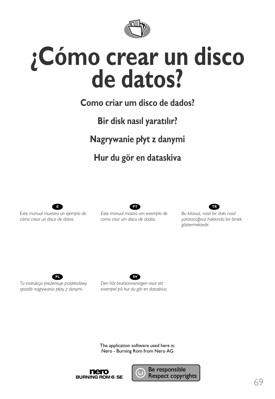 Cómo crear un disco de datos | Philips How to for Internal ReWriters using Nero 6 User Manual | Page 69 / 88