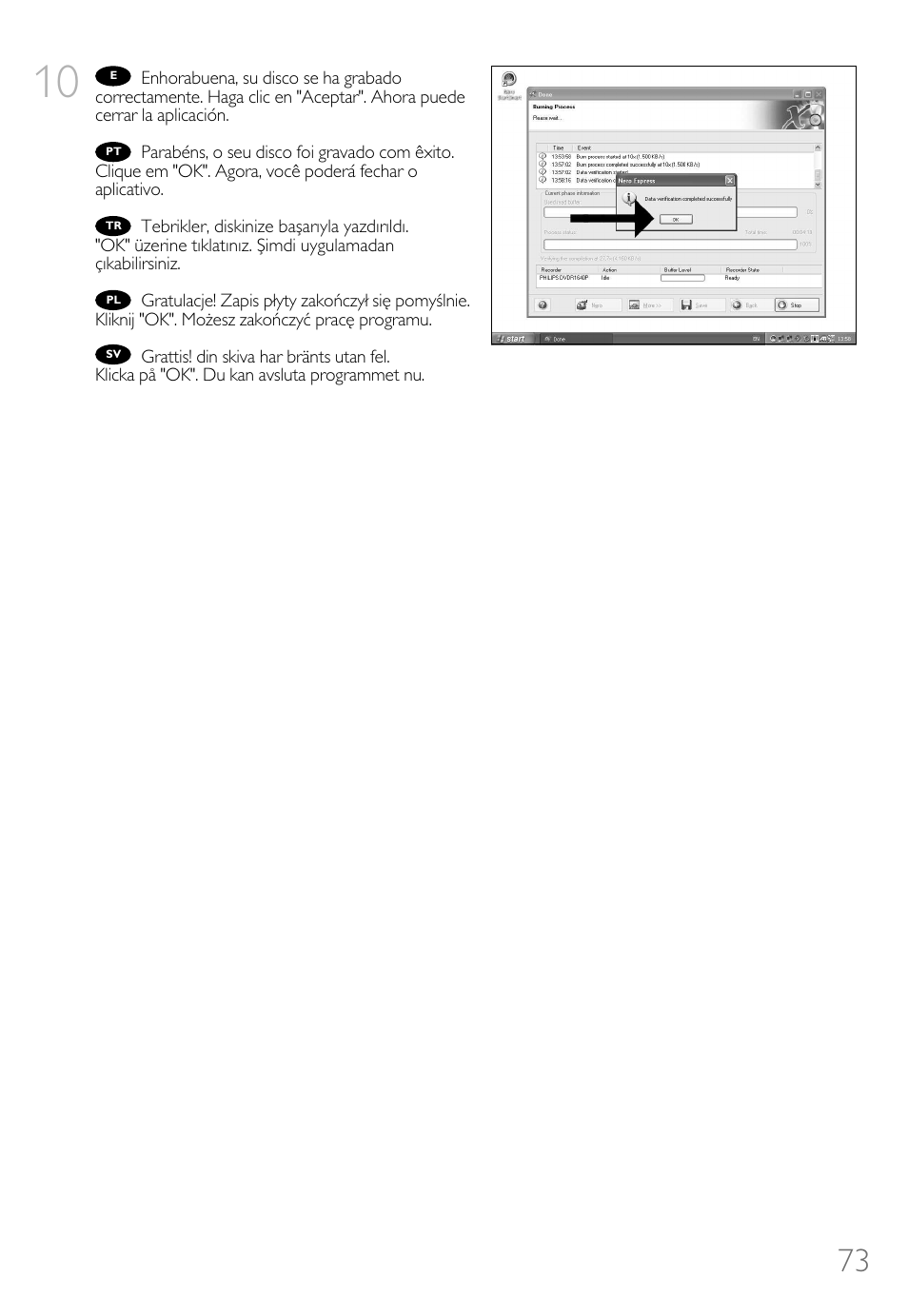 Philips How to for Internal ReWriters using Nero 6 User Manual | Page 73 / 88