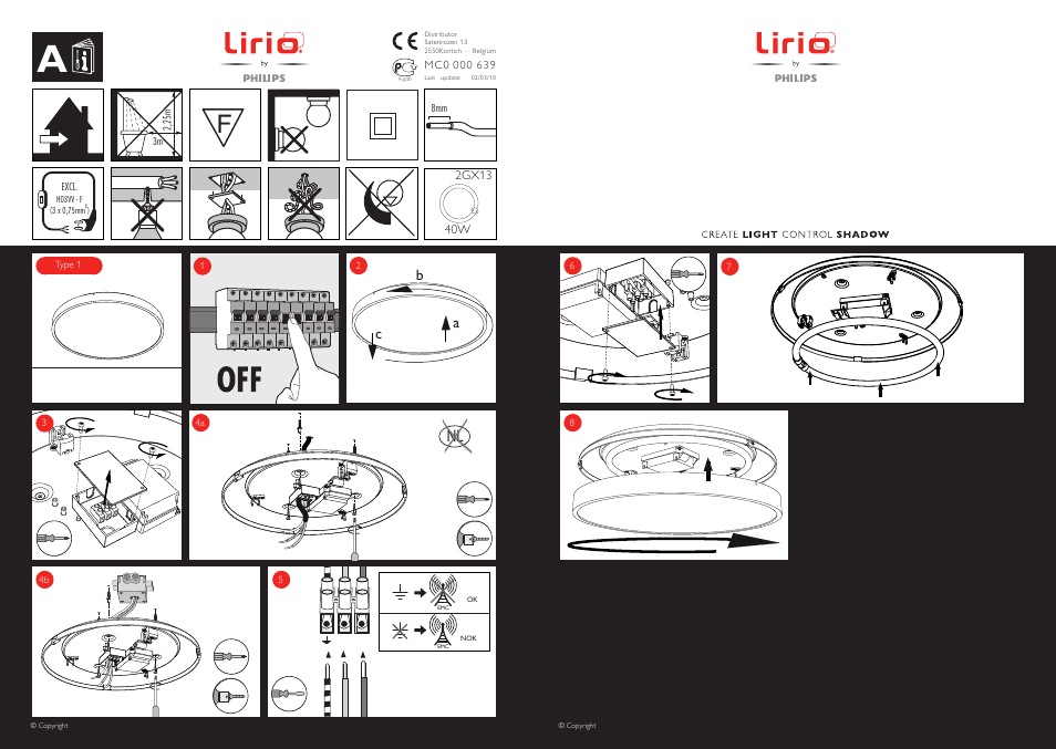 Philips Lirio Plafón User Manual | 2 pages
