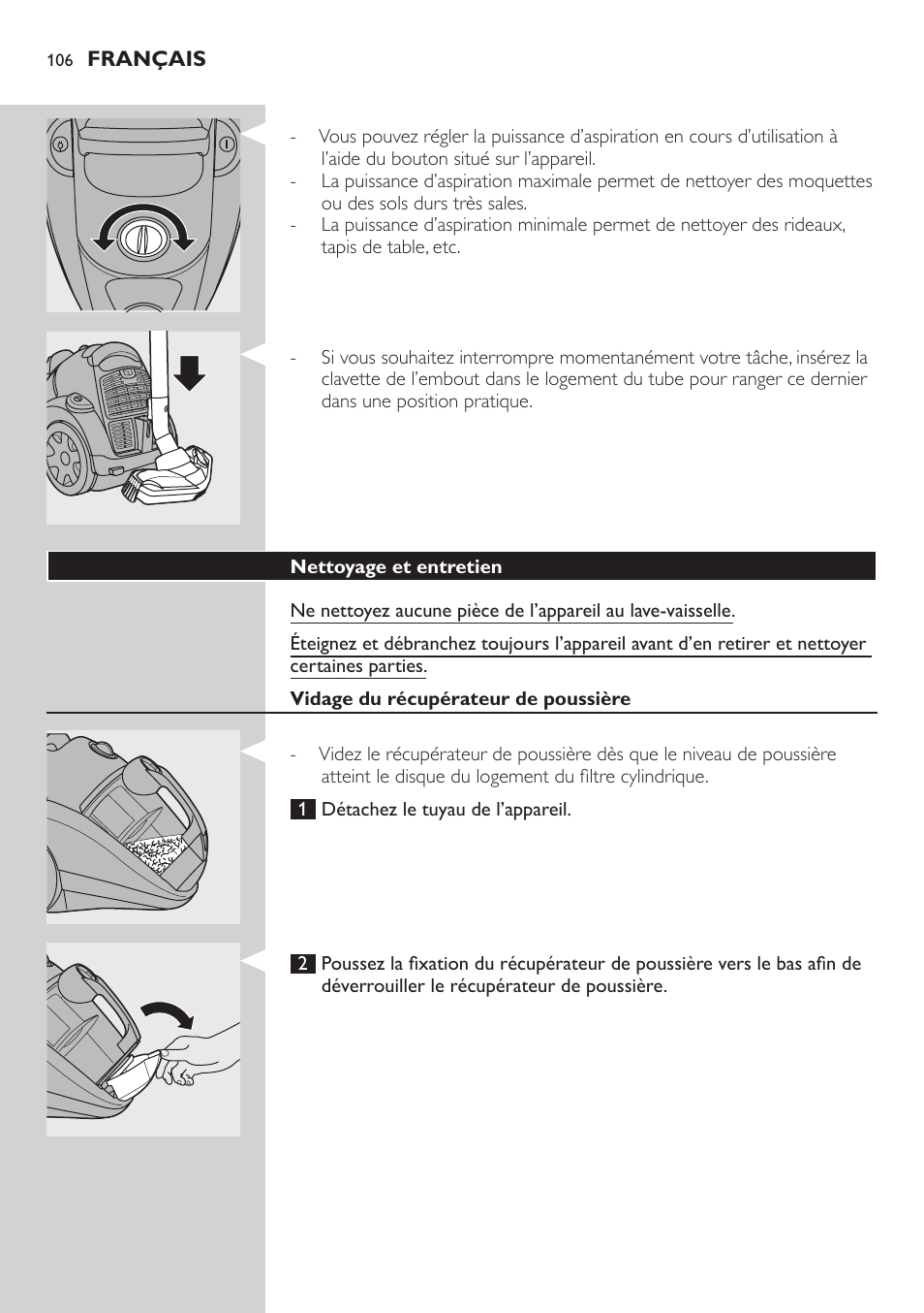 Philips EasyClean Aspirador sin bolsa User Manual | Page 106 / 230