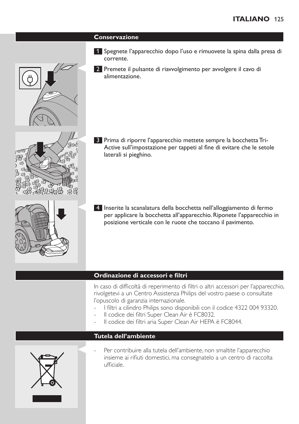 Philips EasyClean Aspirador sin bolsa User Manual | Page 125 / 230