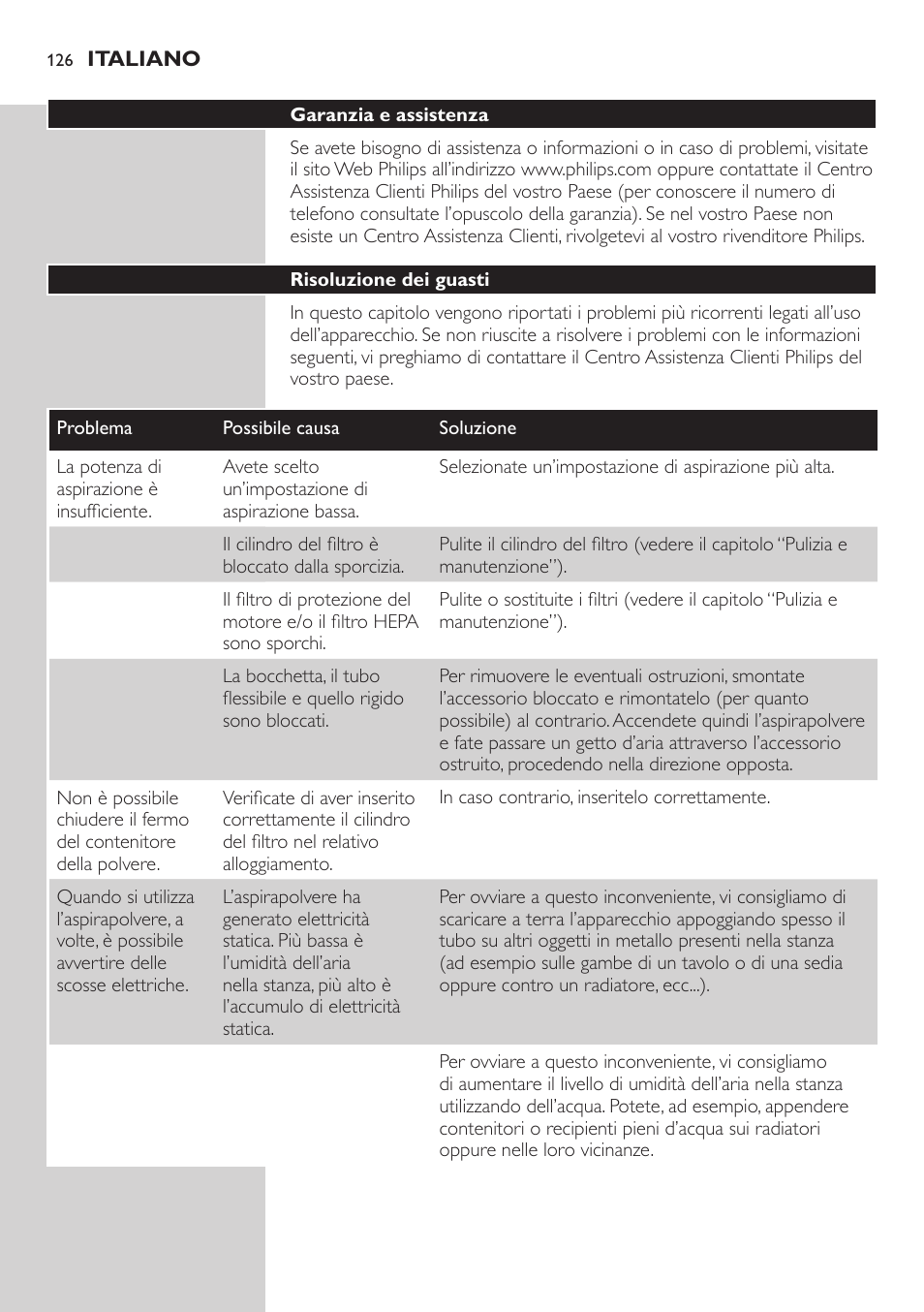 Philips EasyClean Aspirador sin bolsa User Manual | Page 126 / 230