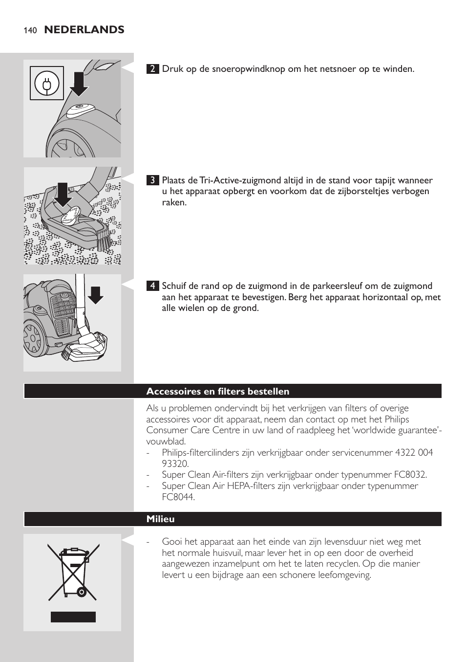 Philips EasyClean Aspirador sin bolsa User Manual | Page 140 / 230