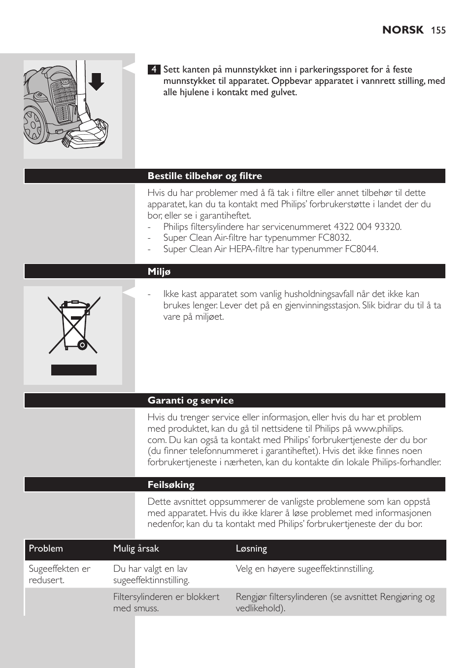 Philips EasyClean Aspirador sin bolsa User Manual | Page 155 / 230