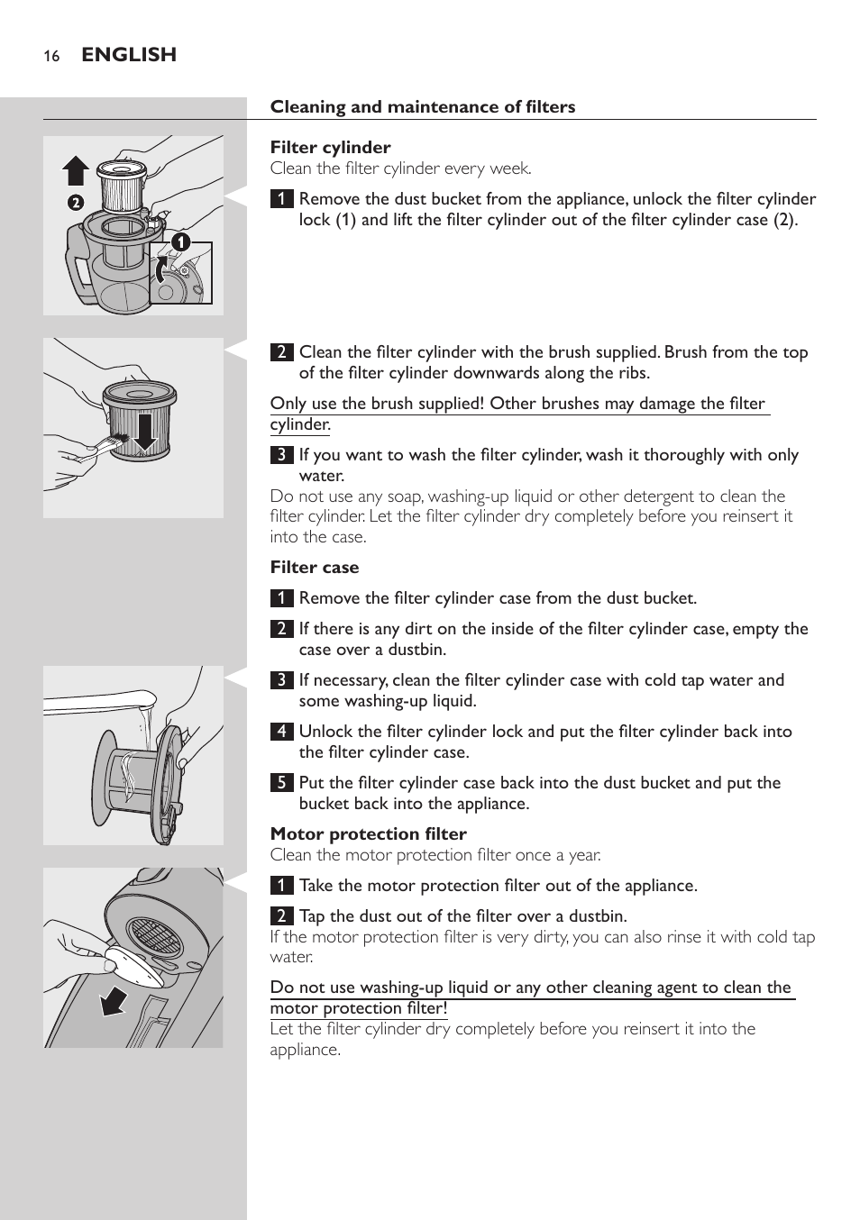 Philips EasyClean Aspirador sin bolsa User Manual | Page 16 / 230