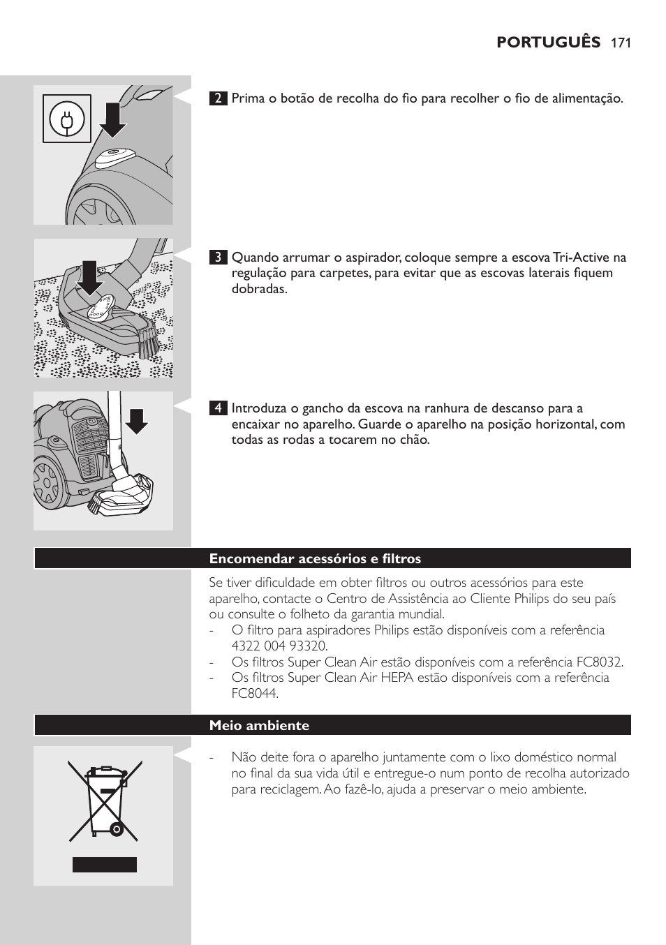 Philips EasyClean Aspirador sin bolsa User Manual | Page 171 / 230