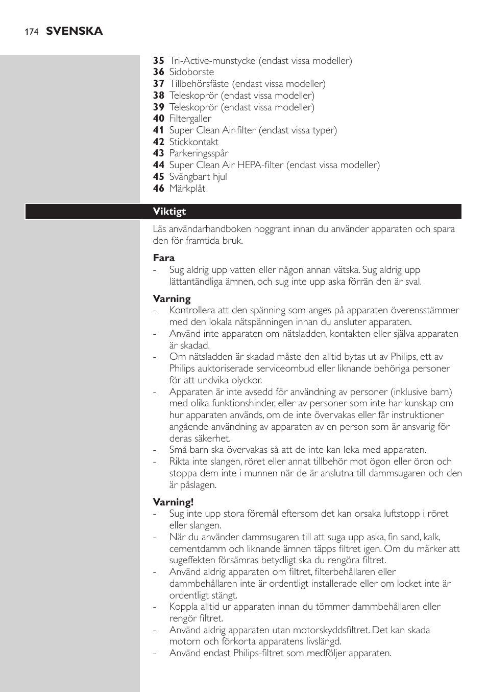 Philips EasyClean Aspirador sin bolsa User Manual | Page 174 / 230