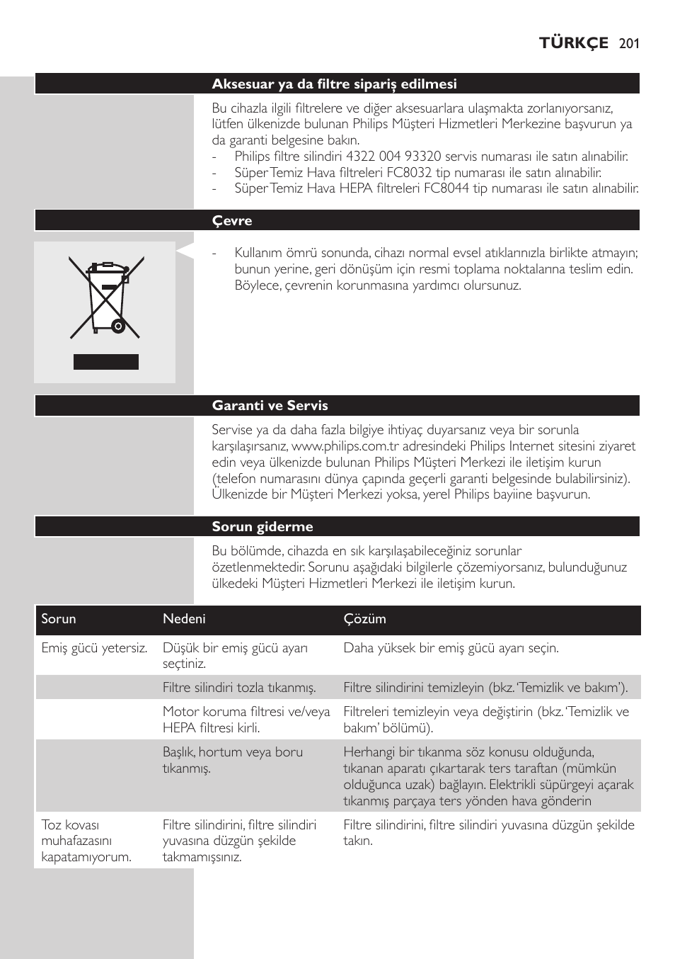 Philips EasyClean Aspirador sin bolsa User Manual | Page 201 / 230
