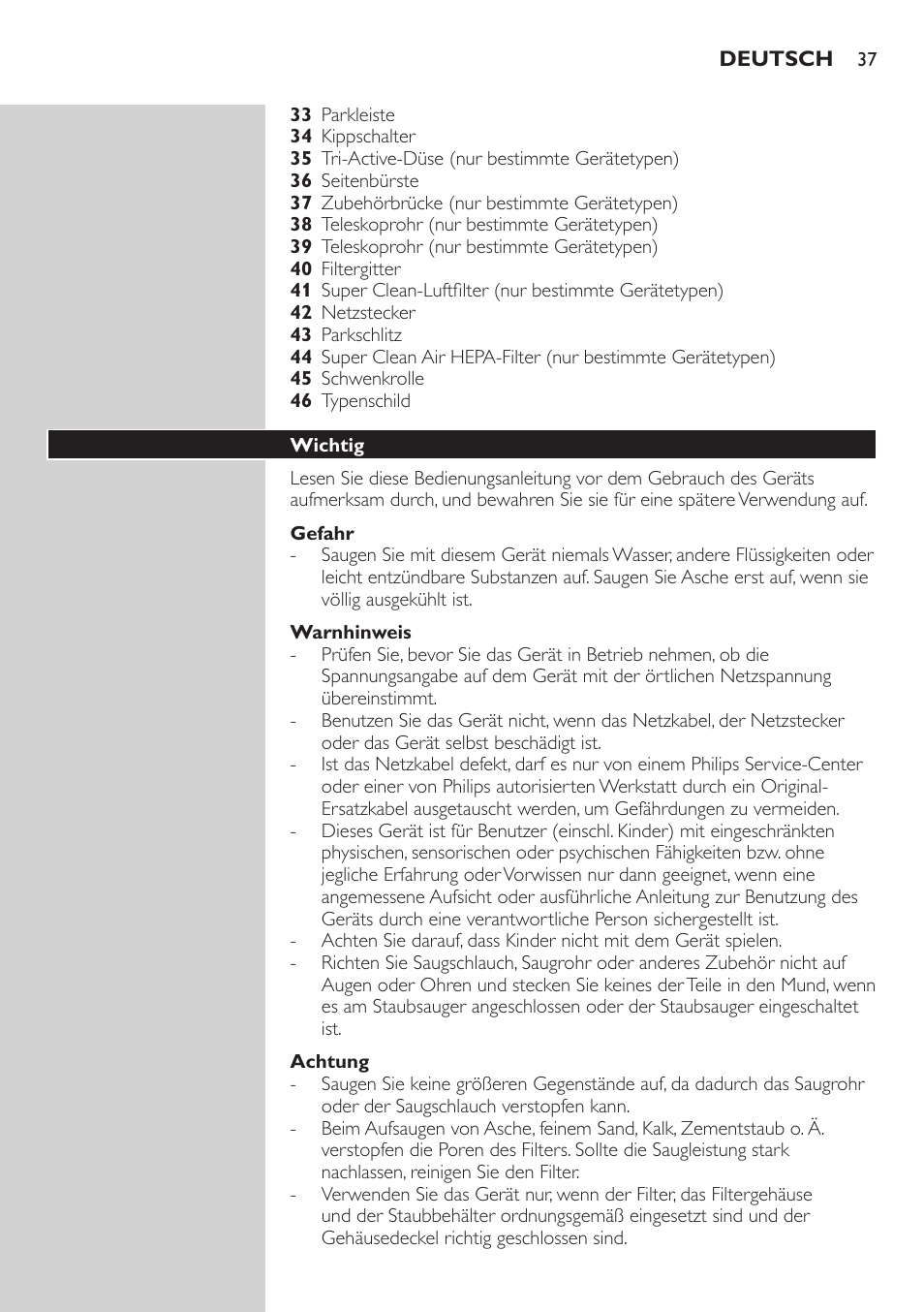 Philips EasyClean Aspirador sin bolsa User Manual | Page 37 / 230