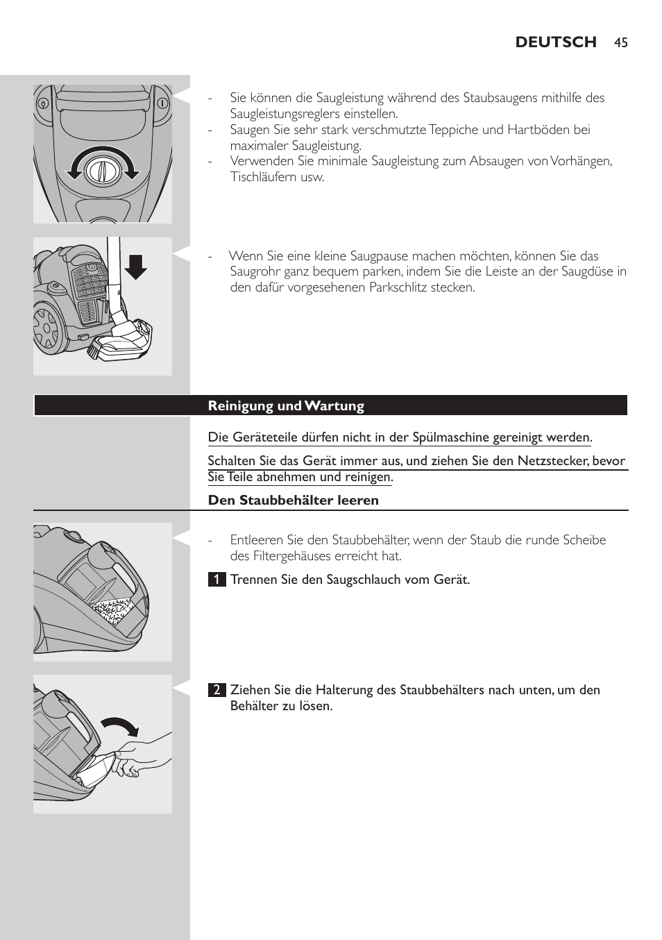 Philips EasyClean Aspirador sin bolsa User Manual | Page 45 / 230