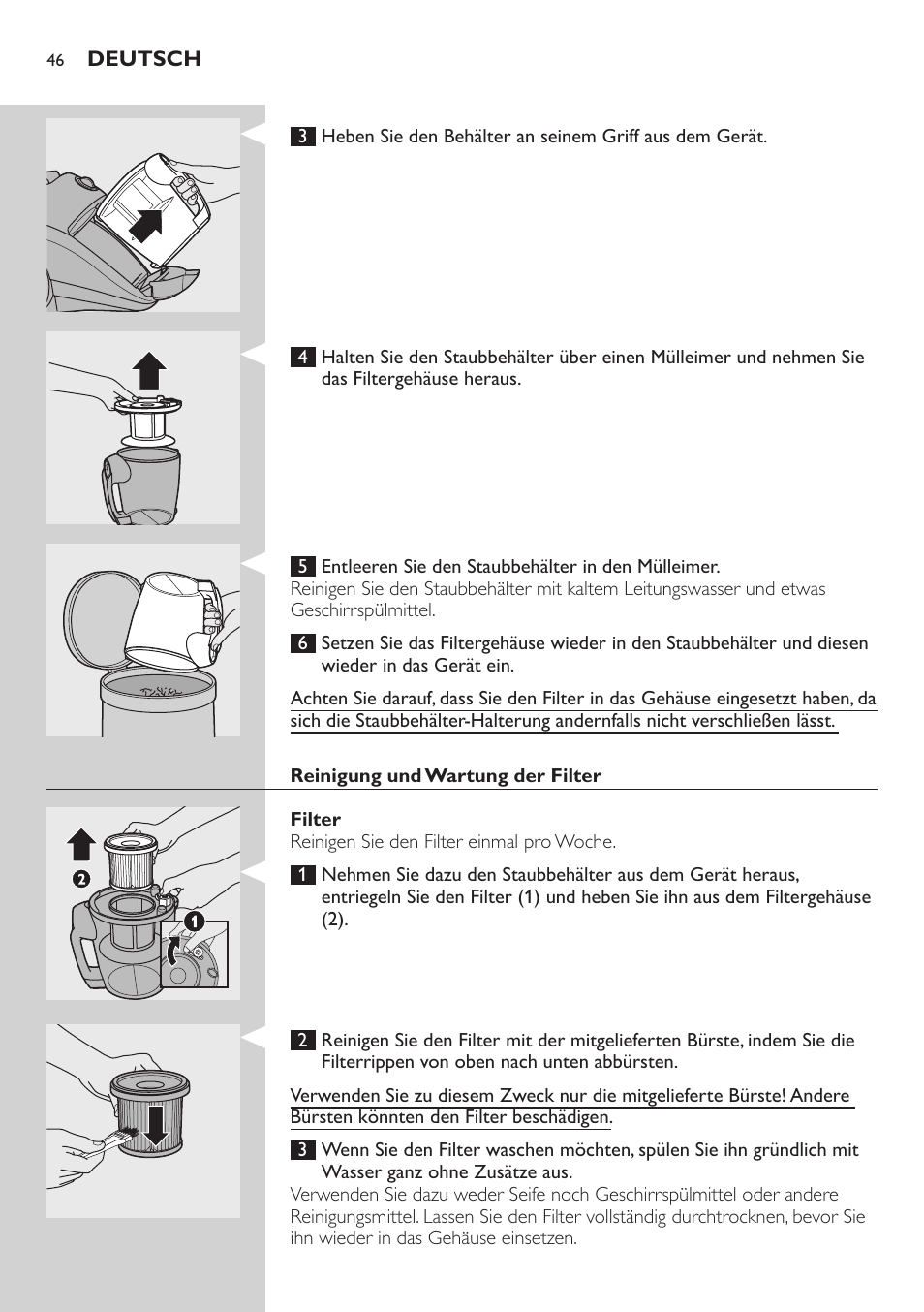 Philips EasyClean Aspirador sin bolsa User Manual | Page 46 / 230