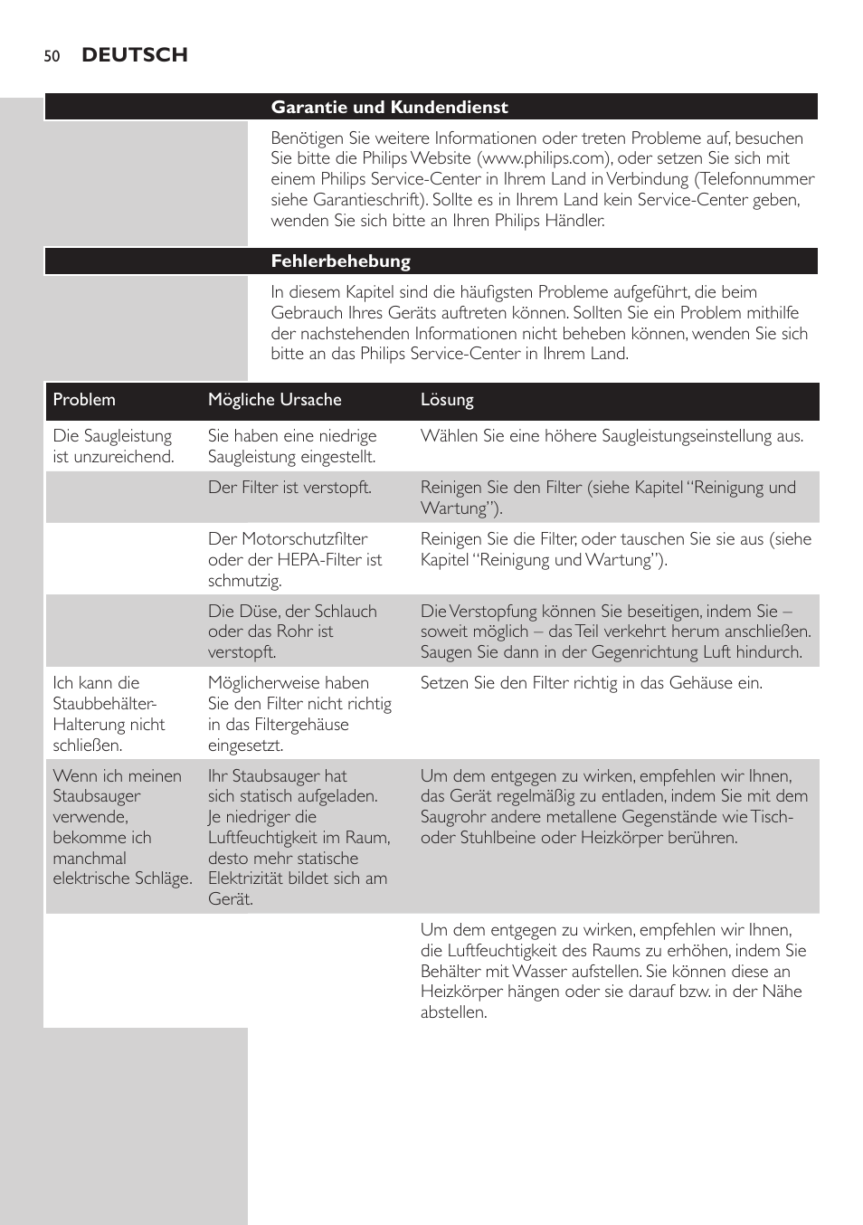 Philips EasyClean Aspirador sin bolsa User Manual | Page 50 / 230