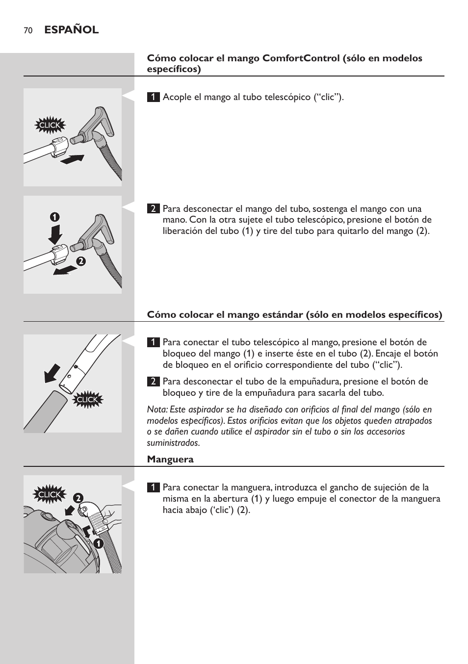 Philips EasyClean Aspirador sin bolsa User Manual | Page 70 / 230
