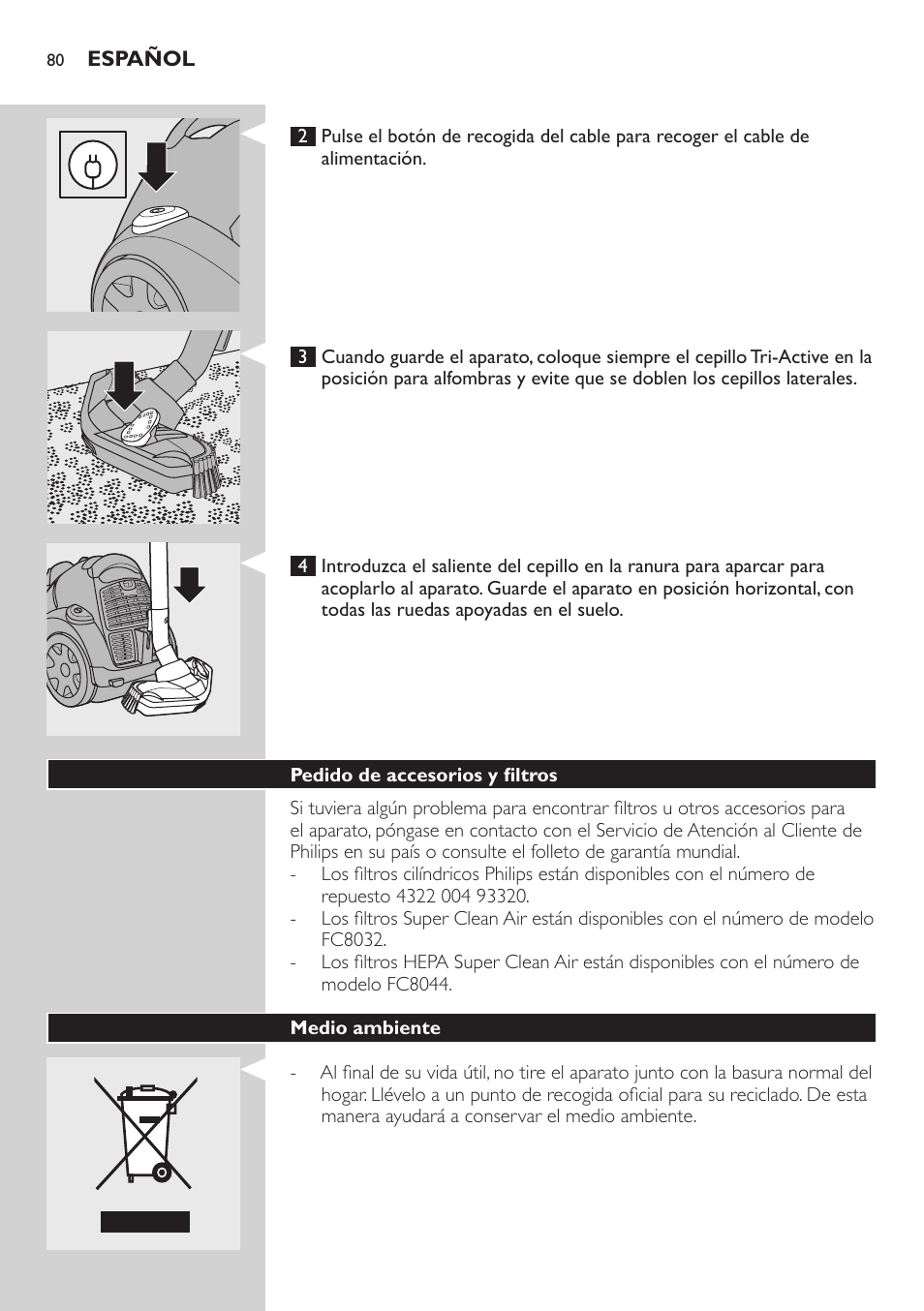 Philips EasyClean Aspirador sin bolsa User Manual | Page 80 / 230