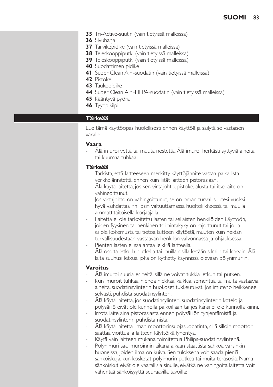 Philips EasyClean Aspirador sin bolsa User Manual | Page 83 / 230