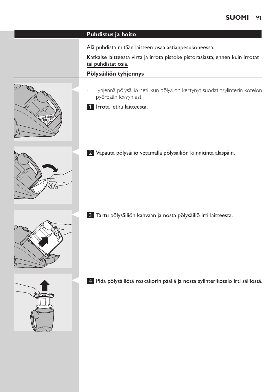 Philips EasyClean Aspirador sin bolsa User Manual | Page 91 / 230