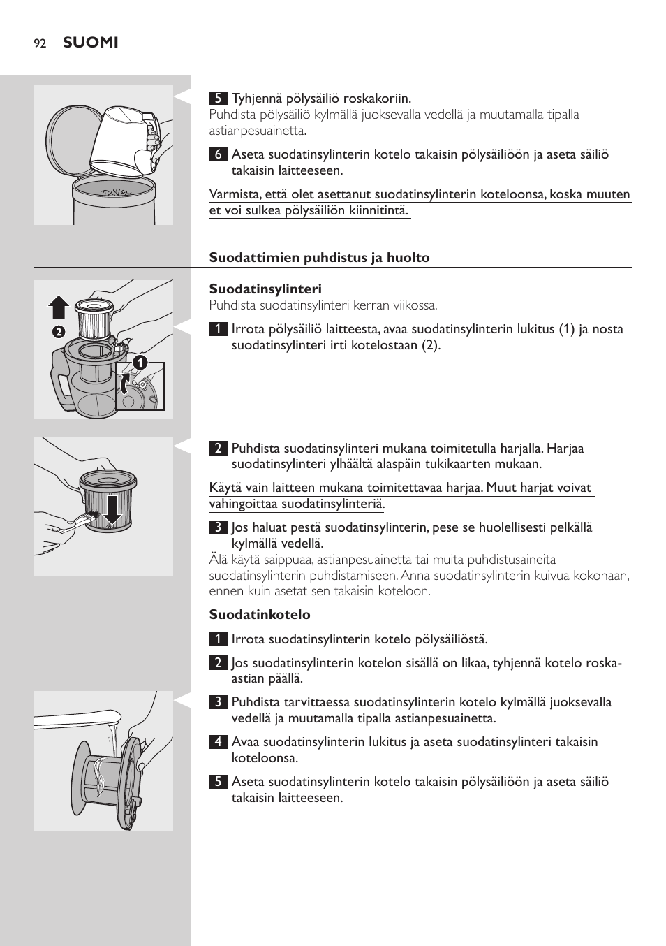 Philips EasyClean Aspirador sin bolsa User Manual | Page 92 / 230