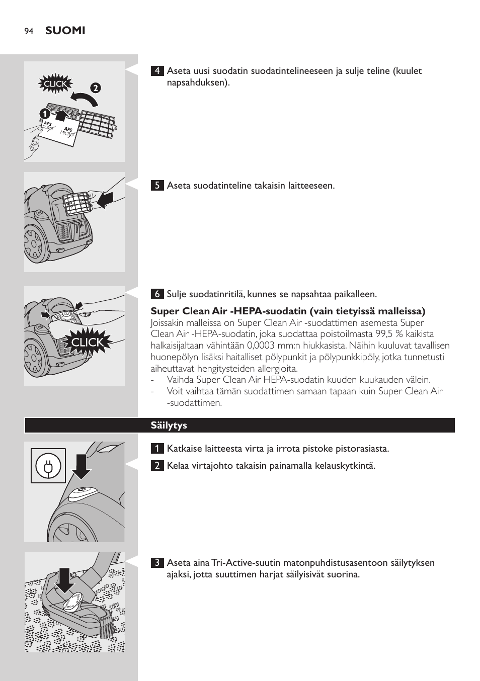 Philips EasyClean Aspirador sin bolsa User Manual | Page 94 / 230