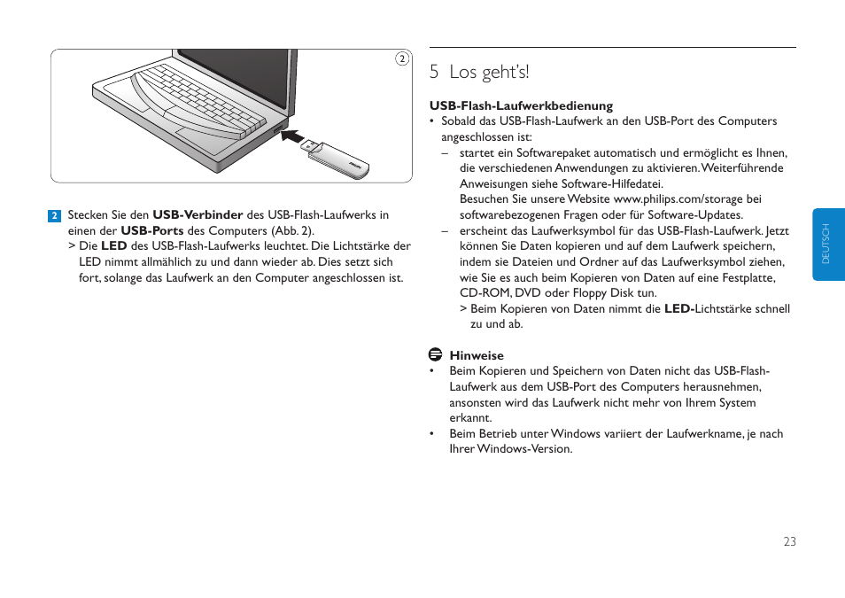 5 los geht’s | Philips FMXXFD00B/00 User Manual | Page 23 / 98