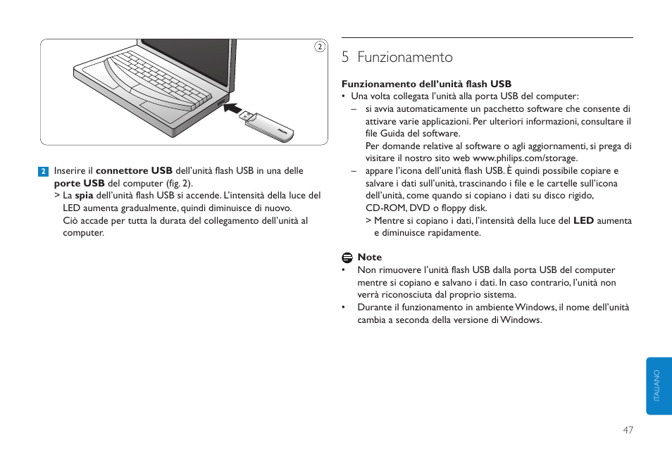 5 funzionamento | Philips FMXXFD00B/00 User Manual | Page 47 / 98