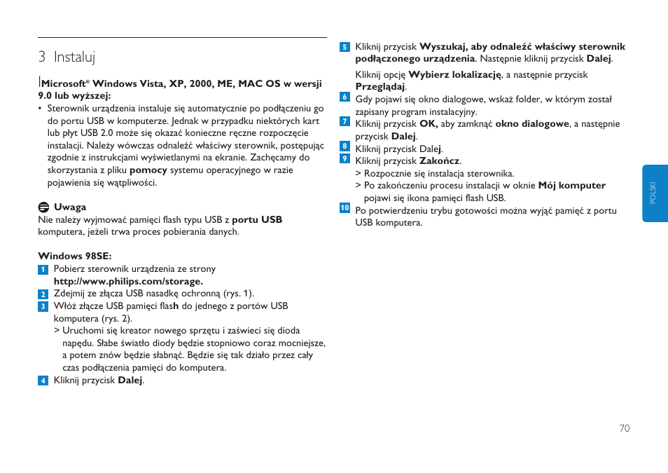3 instaluj i | Philips FMXXFD00B/00 User Manual | Page 70 / 98