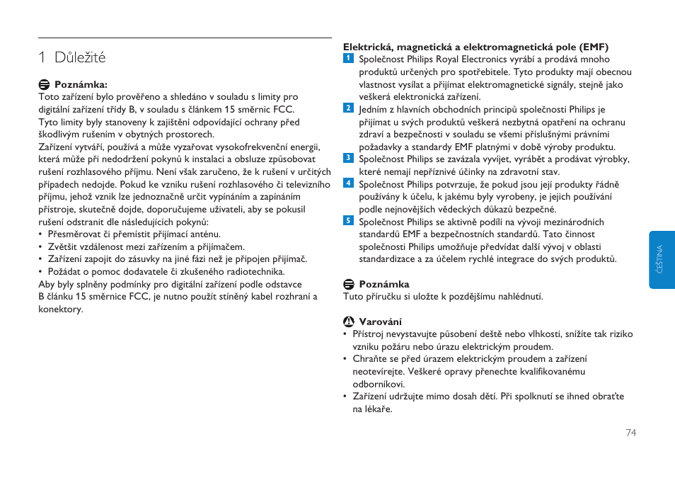 Klepněte zde, 1 důležité | Philips FMXXFD00B/00 User Manual | Page 74 / 98