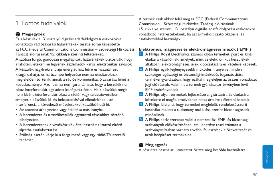 Kattintson ide, 1 fontos tudnivalók | Philips FMXXFD00B/00 User Manual | Page 90 / 98
