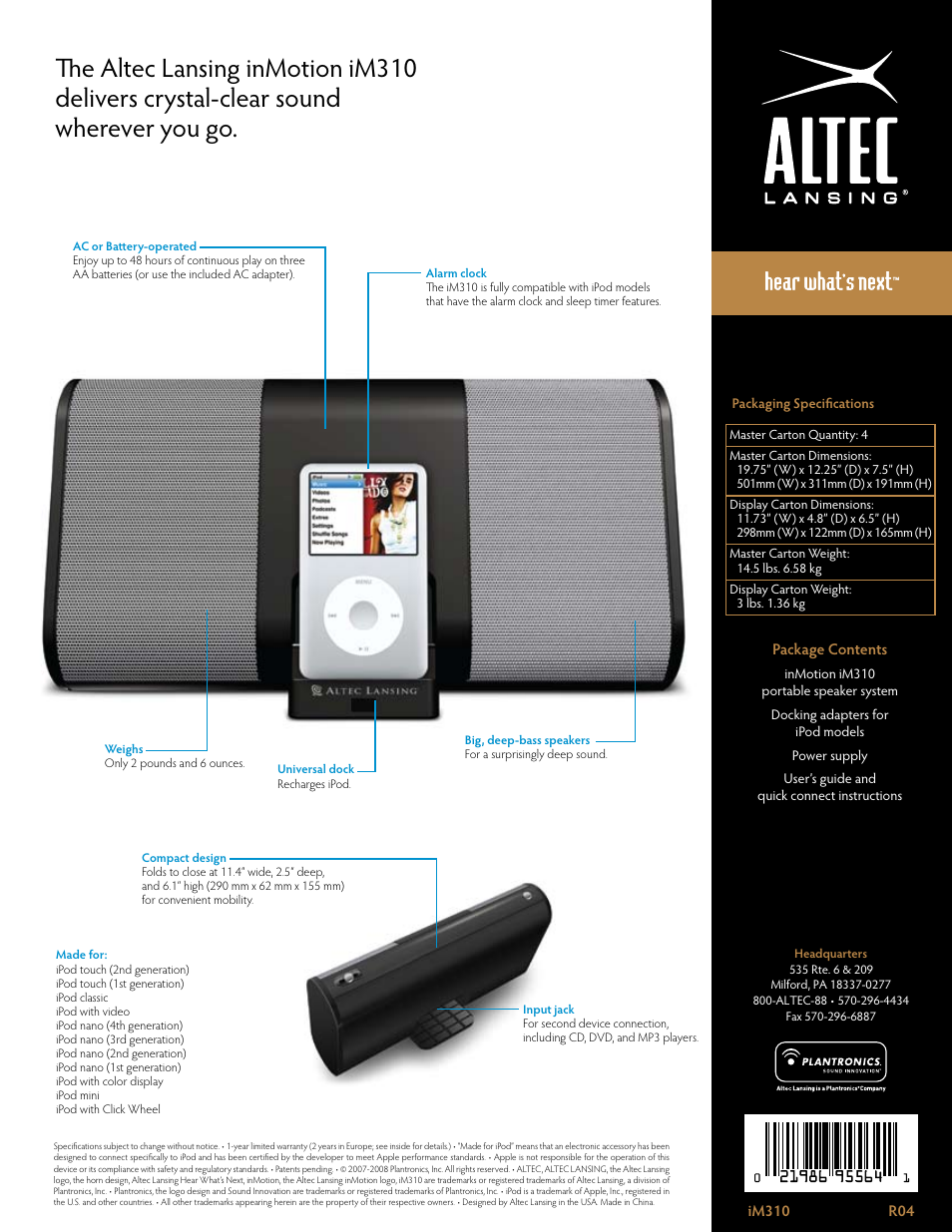 Altec Lansing inMotion iM310 User Manual | Page 2 / 2