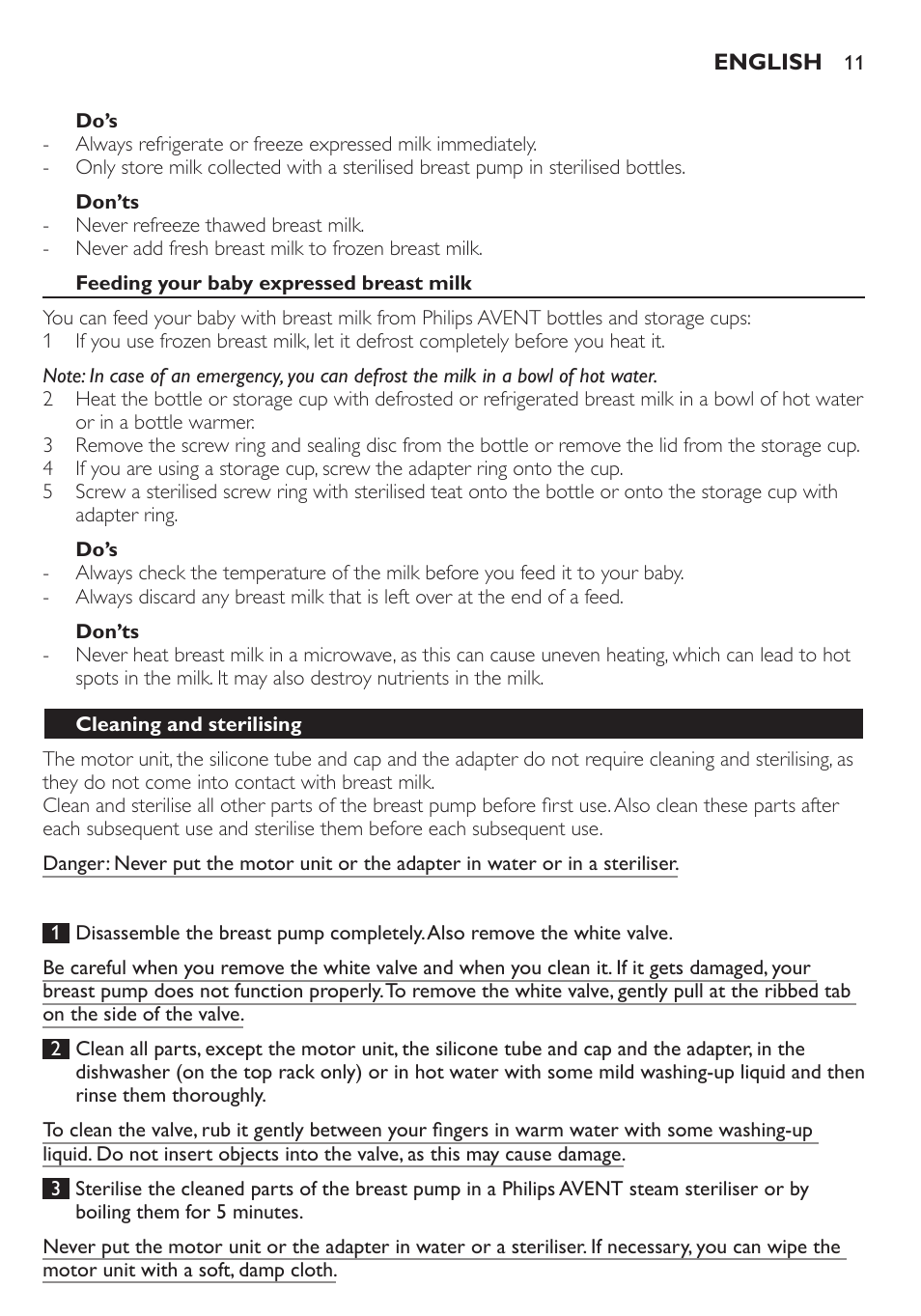 Philips AVENT Extractor eléctrico sencillo Comfort User Manual | Page 11 / 122