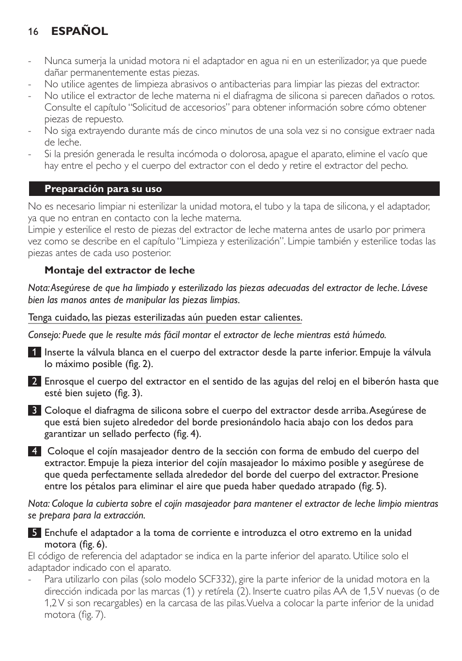 Philips AVENT Extractor eléctrico sencillo Comfort User Manual | Page 16 / 122