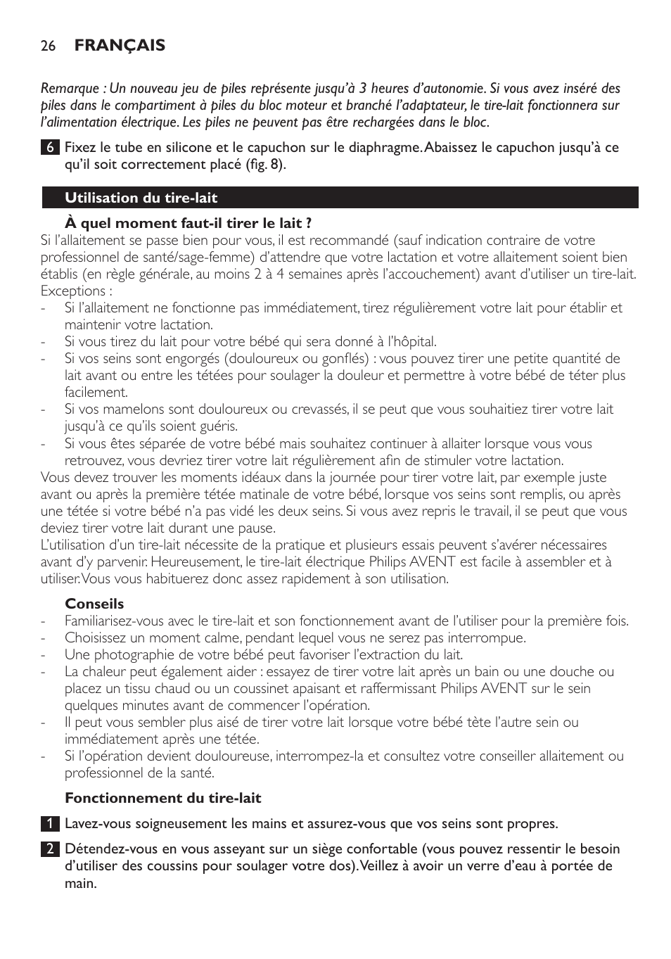 Philips AVENT Extractor eléctrico sencillo Comfort User Manual | Page 26 / 122