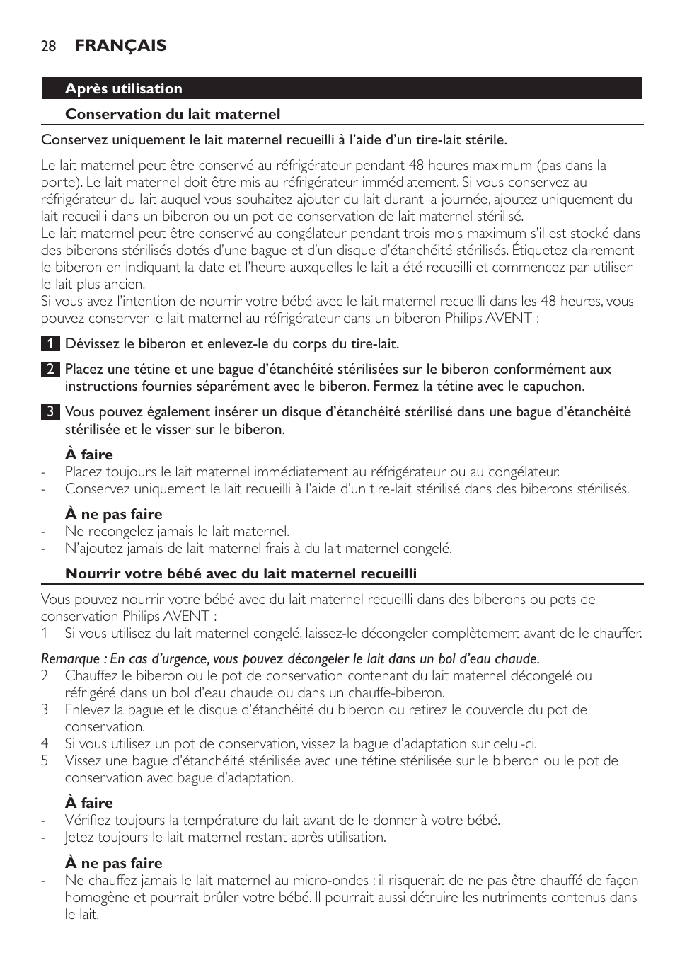 Philips AVENT Extractor eléctrico sencillo Comfort User Manual | Page 28 / 122