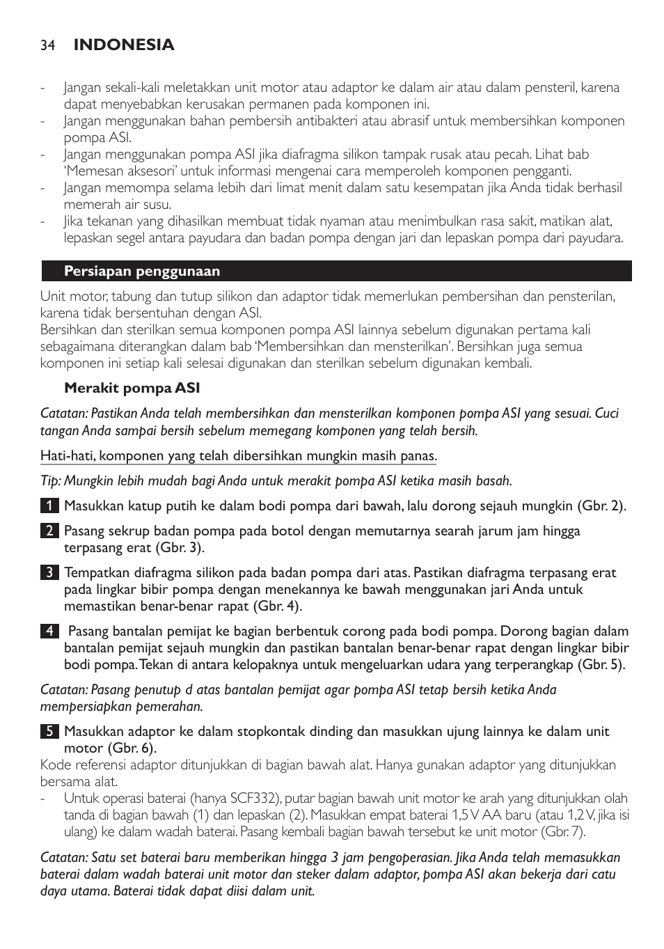 Philips AVENT Extractor eléctrico sencillo Comfort User Manual | Page 34 / 122